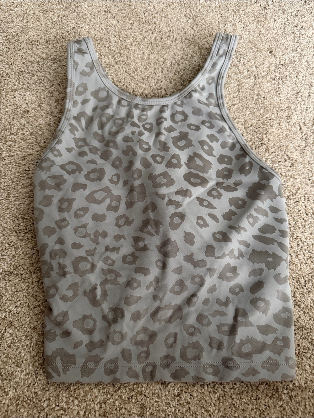 Gray Leopard Print Athletic Tank Top